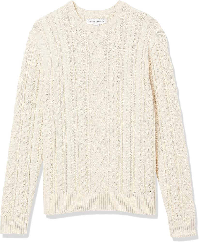 Amazon Essentials Men's Long-Sleeve 100% Cotton Fisherman Cable Crewneck Jumper | Amazon (UK)