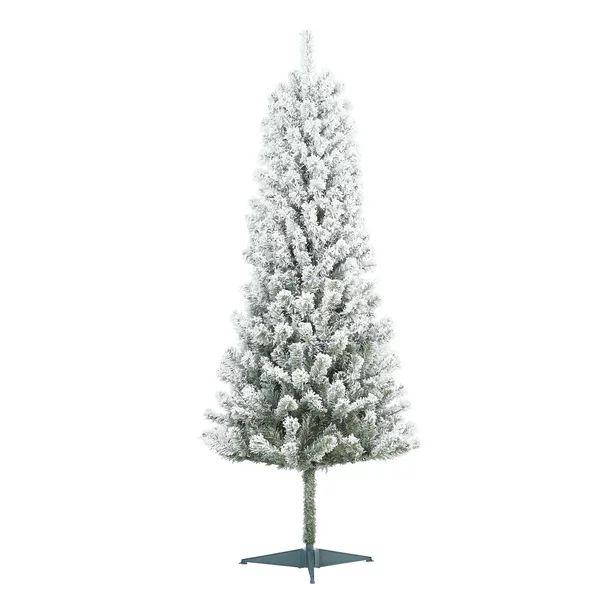 Holiday Time Un-Lit Snow-Flocked Pine Artificial Christmas Tree,6' - Walmart.com | Walmart (US)