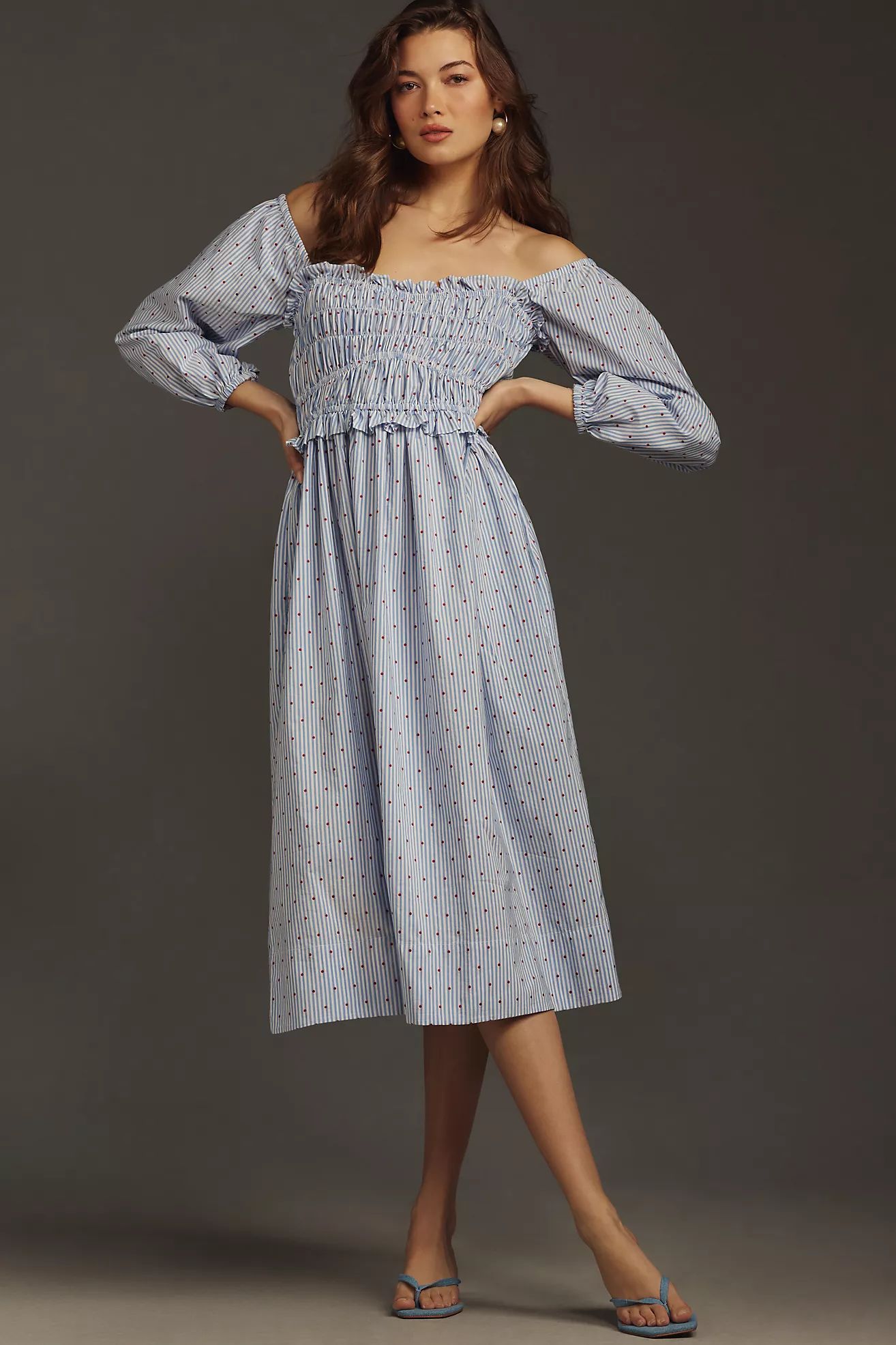 Maeve Smocked Midi Dress | Anthropologie (US)