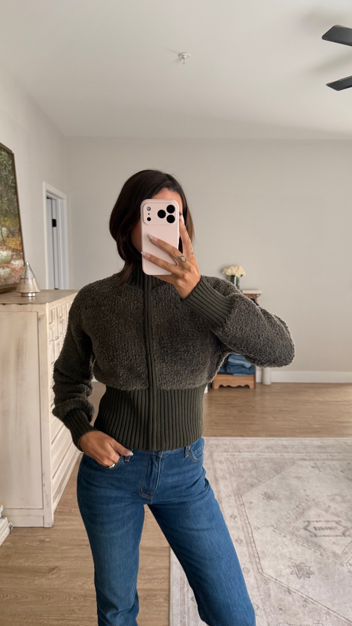 Cutest zip up! Can be worn as a jacket or as just a sweater!!! Size S! It’s a dark olive color! 26 in denim

#LTKCyberWeek #LTKHoliday #LTKGiftGuide