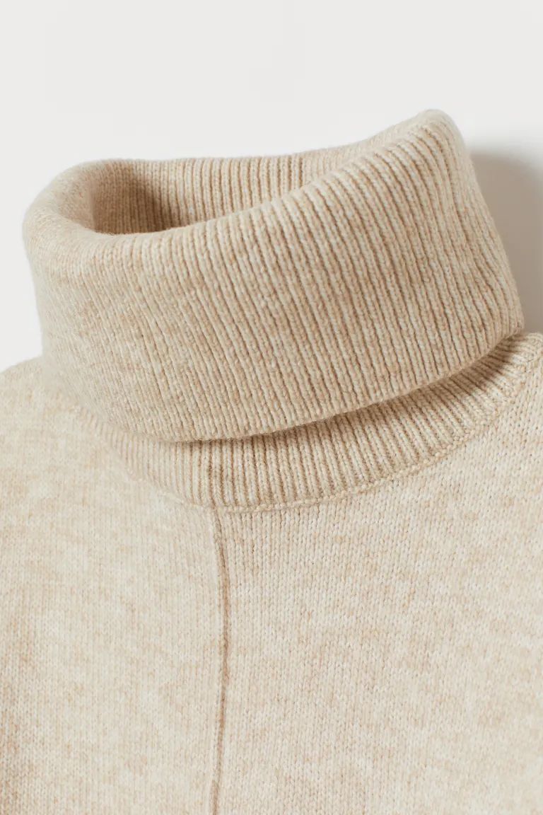 Knit Turtleneck Sweater - Light beige melange - Ladies | H&M US | H&M (US + CA)