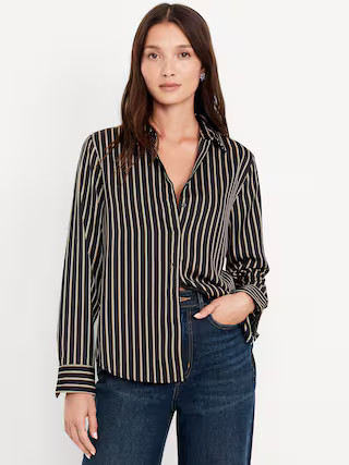 Classic Button-Down Satin Shirt | Old Navy (US)