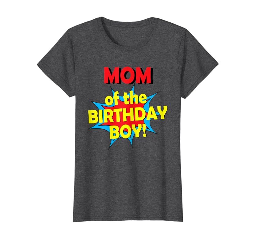 Mom of the Birthday Boy Superhero Comic Party T-Shirt | Amazon (US)