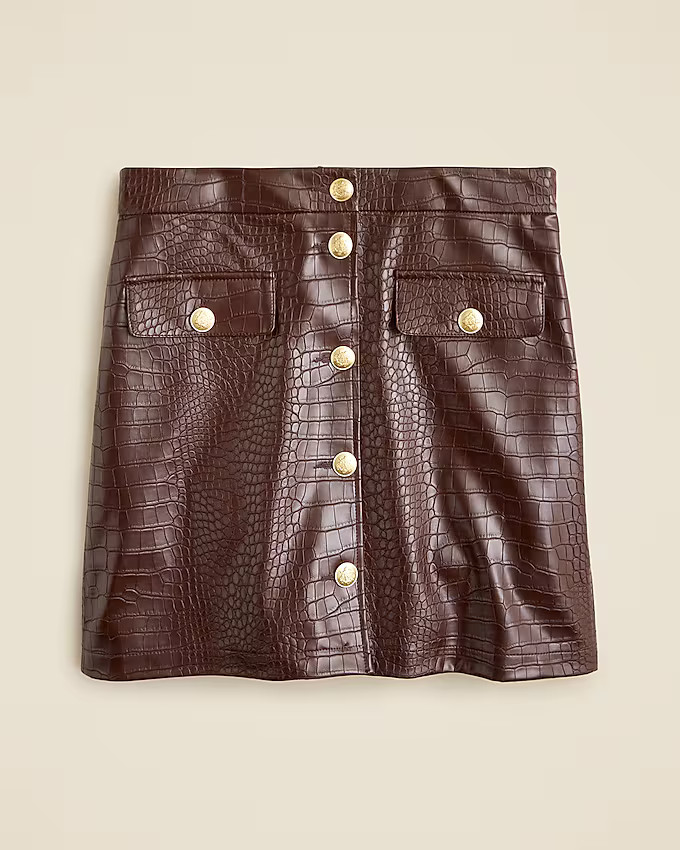 Collection mini skirt in croc-embellished faux leather | J. Crew US