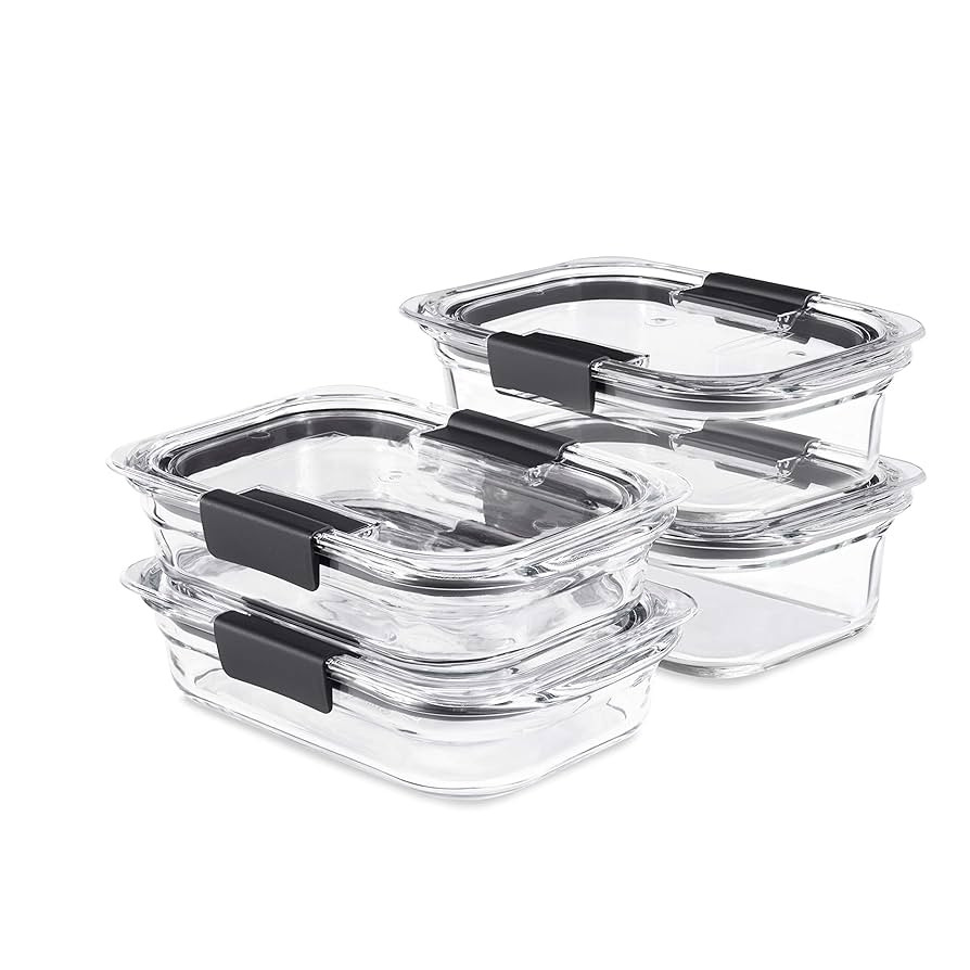Rubbermaid Brilliance Glass Food Storage set of 4 containers 8 total pieces (4 containers + 4 lid... | Amazon (US)