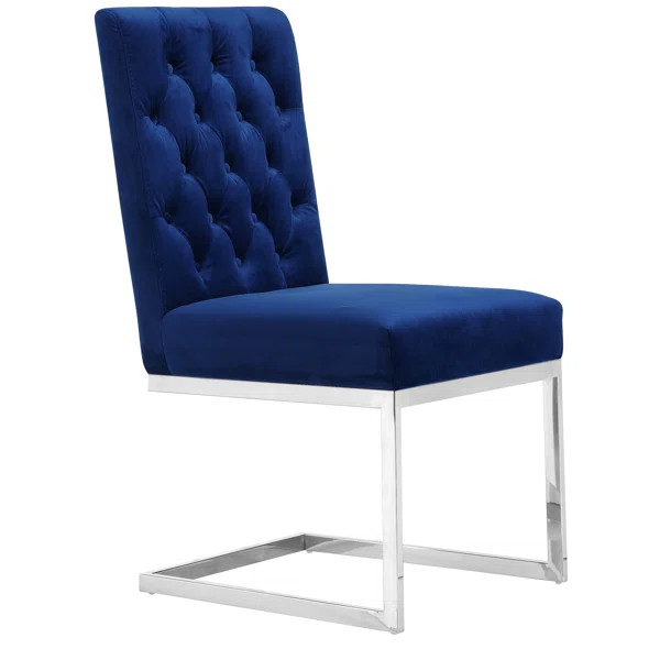 Astor Tufted Velvet Upholstered Side Chair in Navy (Set of 2) | Wayfair North America