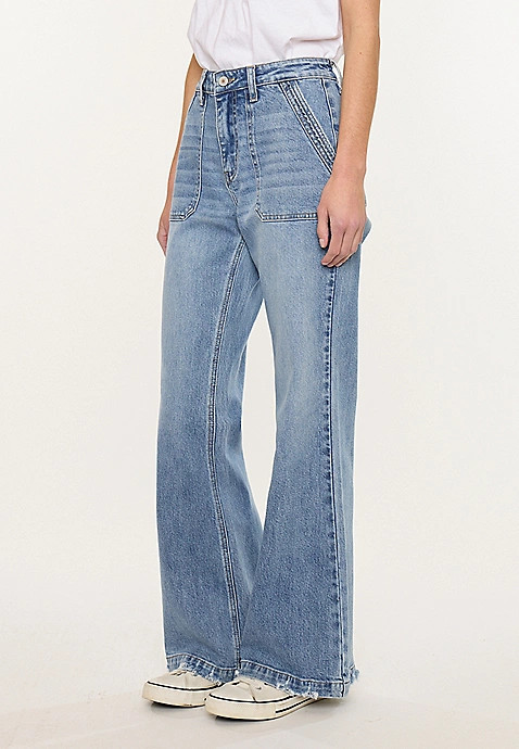KanCan™ High Rise Porkchop Pocket Wide Leg Flare Jean | Maurices