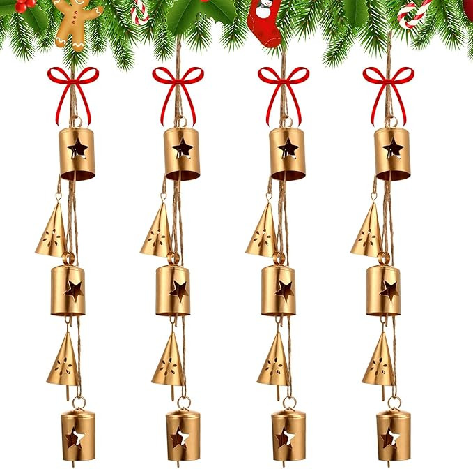 Lukmaa 20 Pcs Christmas Brass Cow Bells Vintage Indian Bells Rustic Wrought Bell Chime Wall Hangi... | Amazon (US)