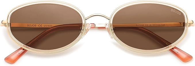 SOJOS Trendy Oval Polarized Sunglasses for Women Men, 80s 90s Chic Retro Vintage Sunnies SJ1248 | Amazon (US)