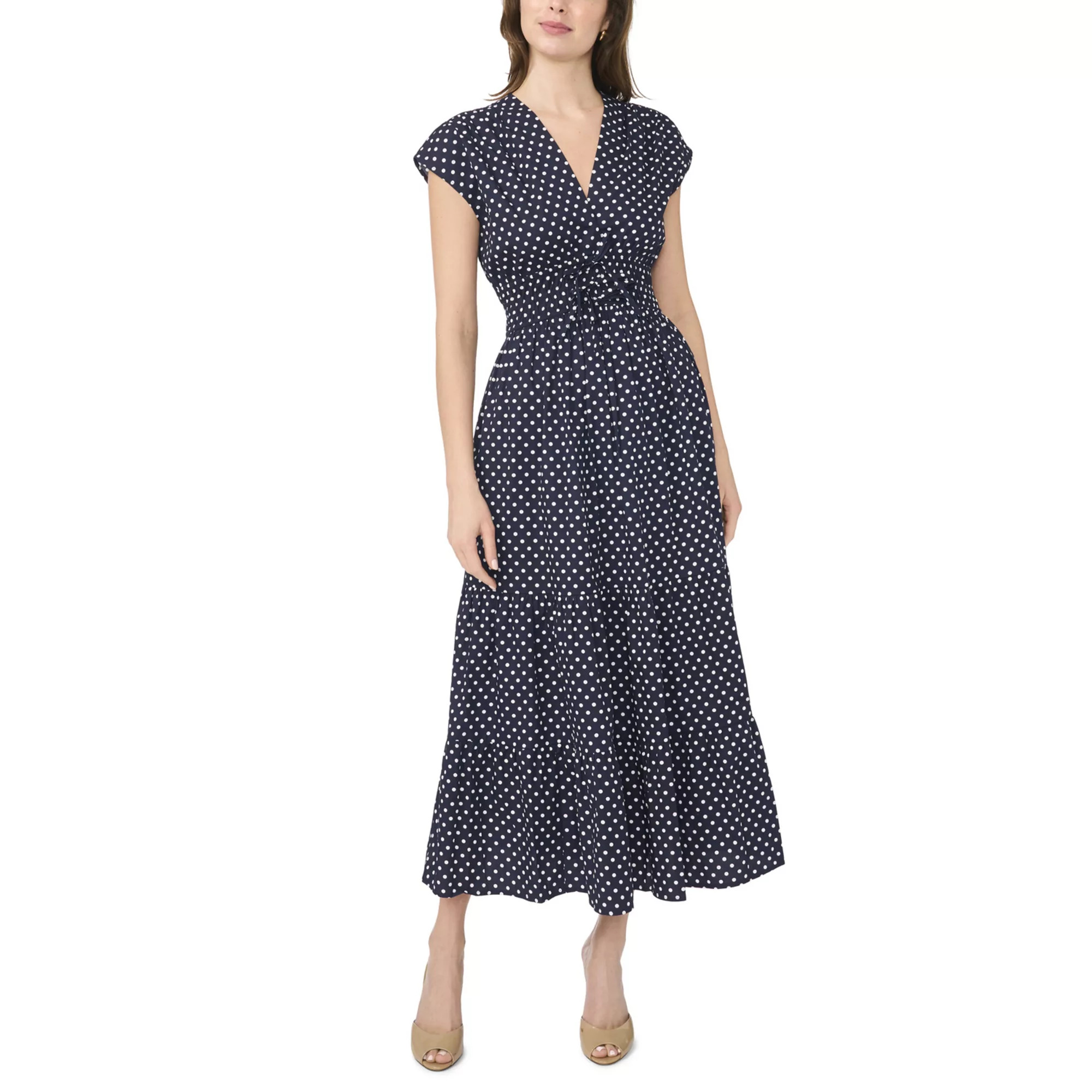 Women's MSK Short Sleeve V-Neck Multi Tie Maxi Dress, Size: Large, Classic Blue | Kohl's