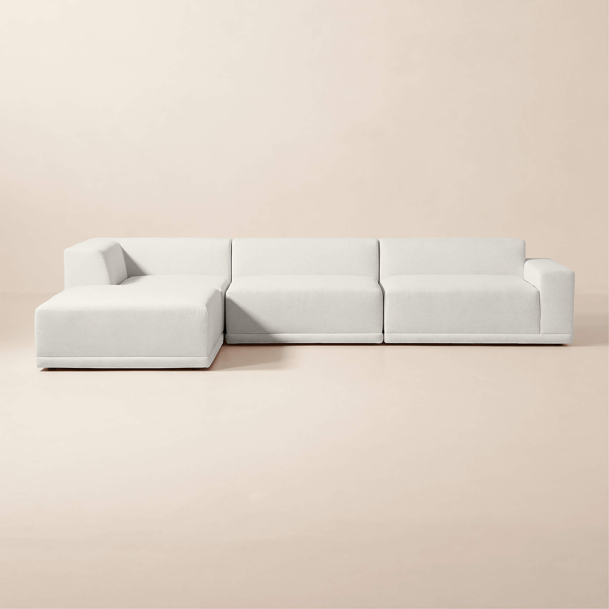 Faible 4-Piece L-Shaped White Performance Fabric Deep Depth Sectional Sofa with Right-Arm + Revie... | CB2