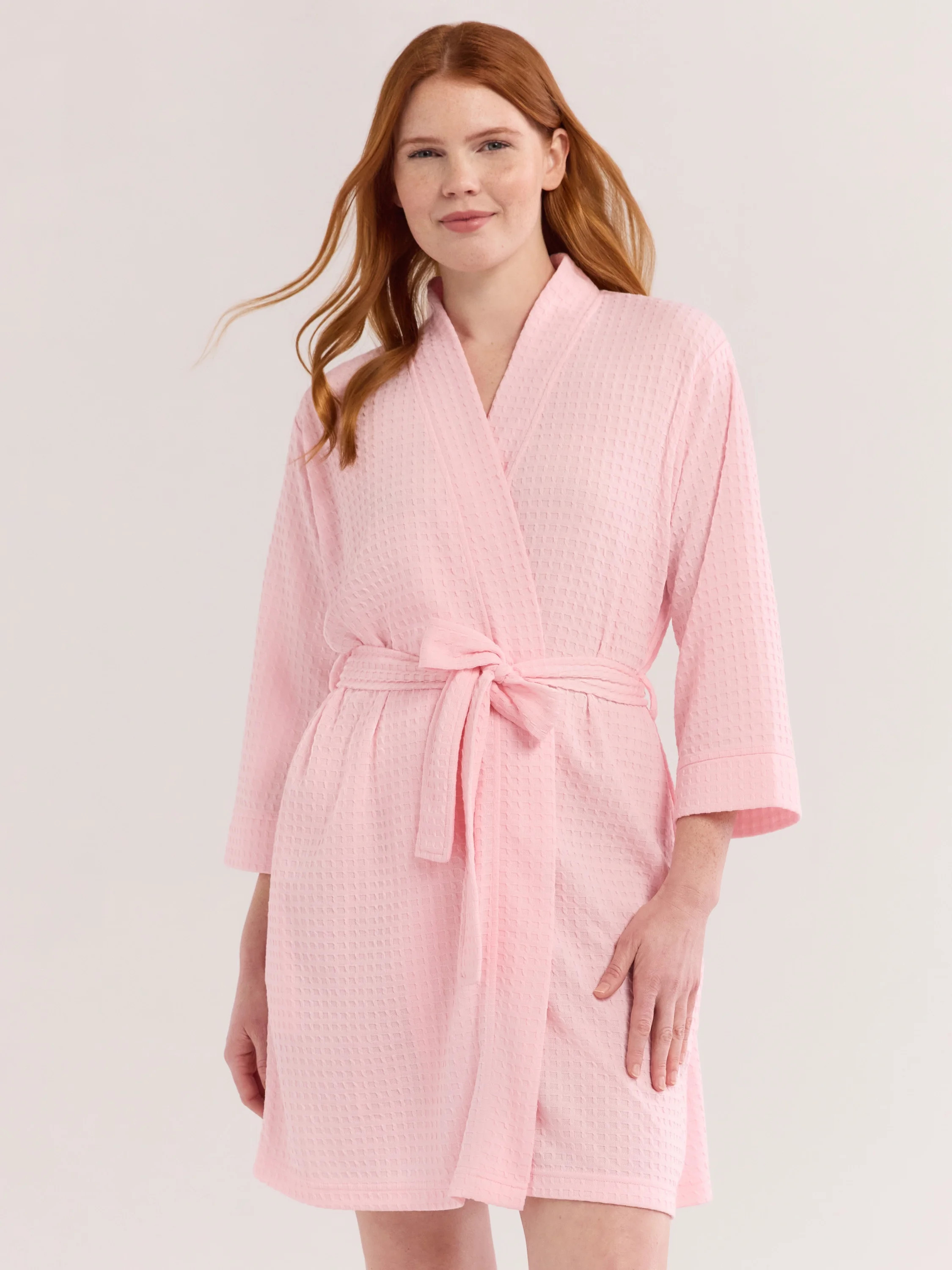 Joyspun Women's Waffle Kimono Short Wrap Robe, Sizes S-3X | Walmart (US)