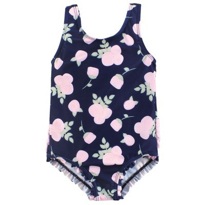 Hudson Baby Girls Toddler Swimsuit, Navy Rose, 5T | Target