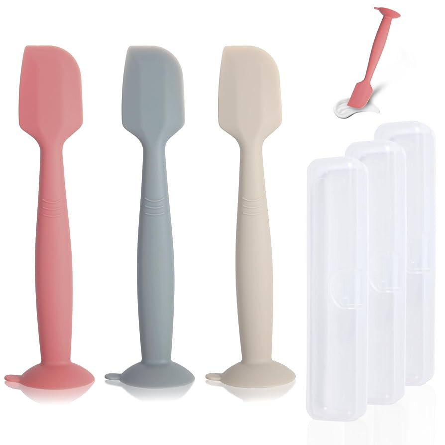 Diaper Spatula with Case, 3 Pack Baby Diaper Cream spatulas with 3 Storage Boxes, Soft Silicone D... | Amazon (US)