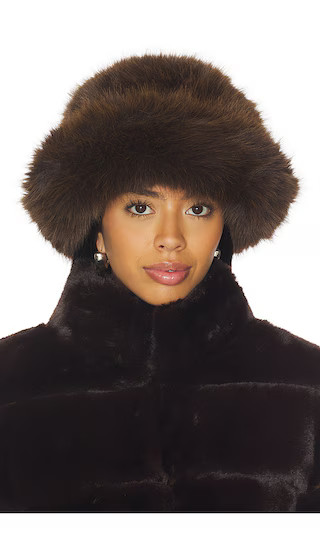 Oversized Faux Fur Bucket Hat in Chocolate | Revolve Clothing (Global)