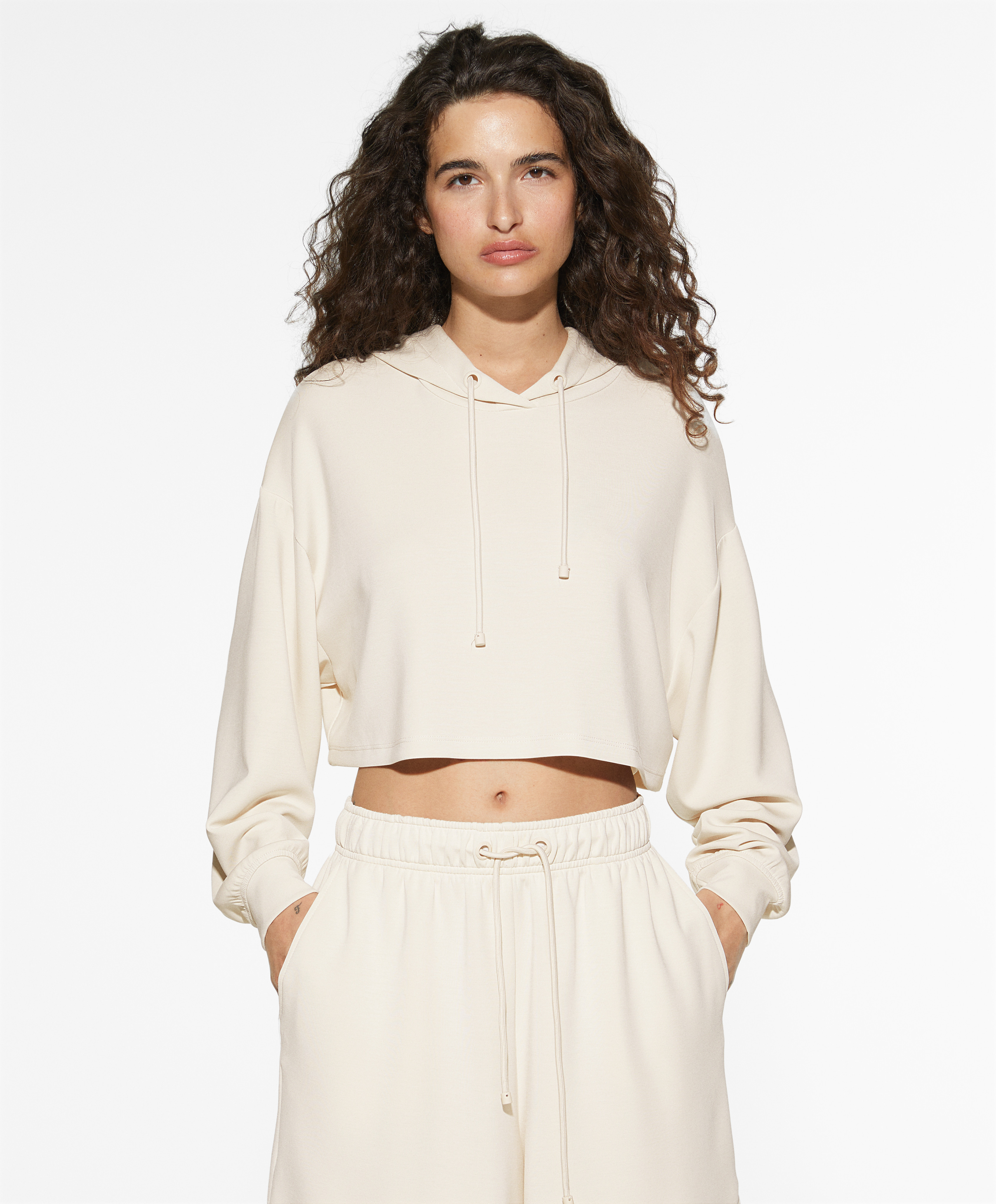 Hooded modal crop sweatshirt | OYSHO United States | OYSHO PL