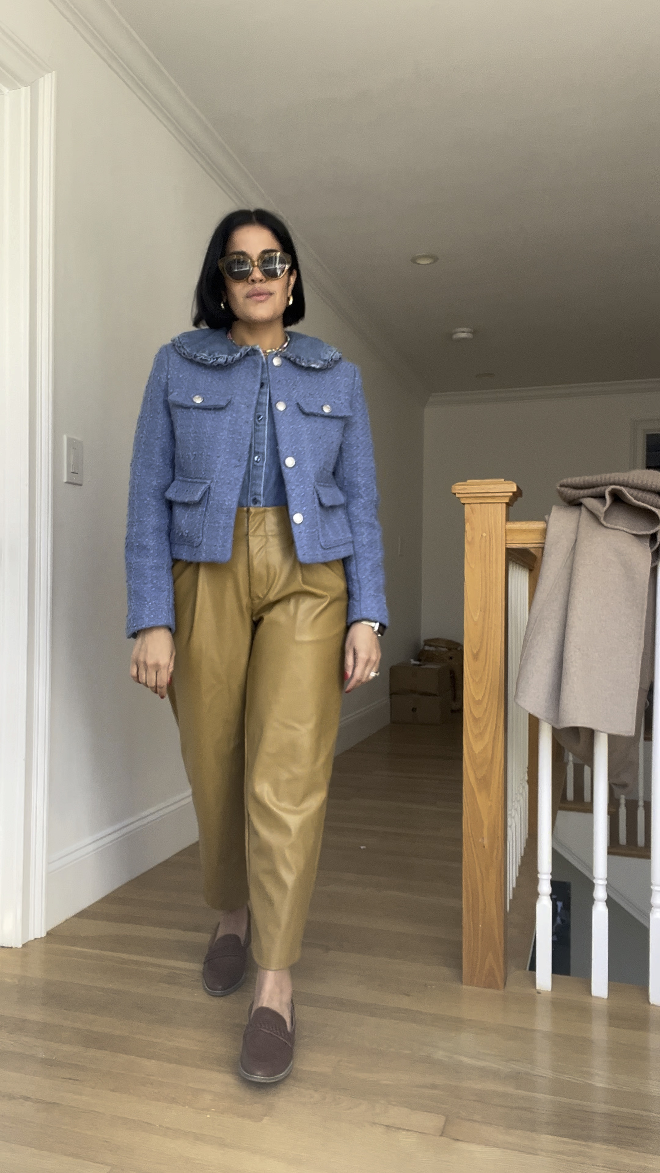 Lasy like jackets and faux leather trousers!