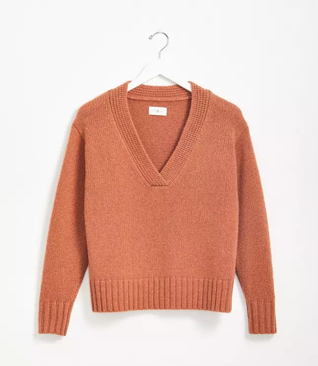 Lou & Grey Cashmere Ribtrim V-Neck Sweater | LOFT