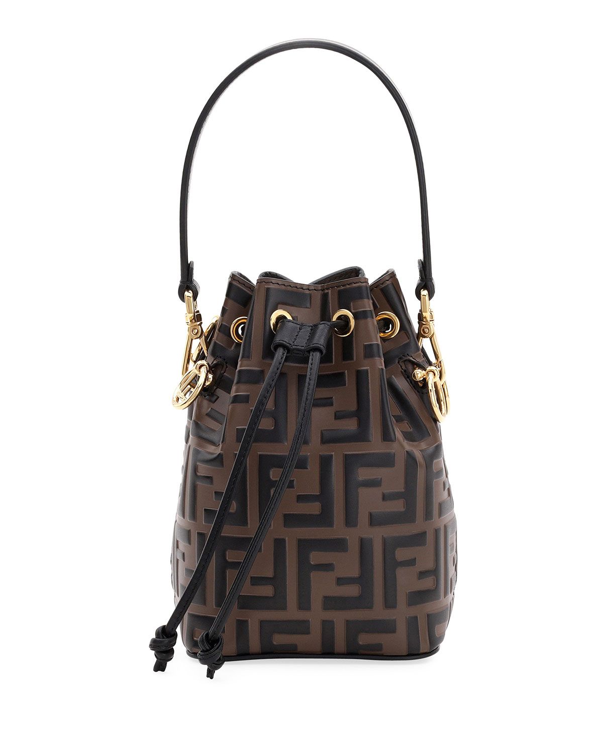 Mon Tresor FF-Embossed Leather Bucket Bag | Neiman Marcus