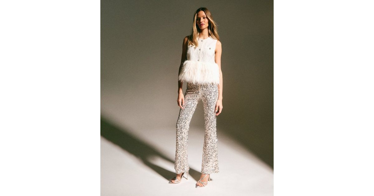 Gold Sequin Flared Trousers | New Look | New Look (UK)