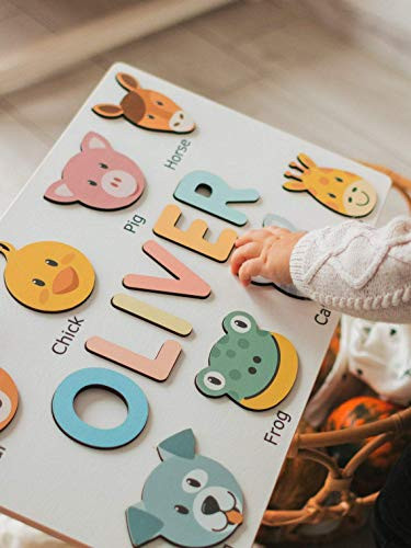 Personalized Name Puzzle with Animals Personalized Wooden Name Puzzle Wooden Toys Custom Name Puz... | Amazon (US)