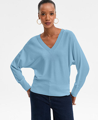Women's Double V-Neck Dolman Sweater | Macy's