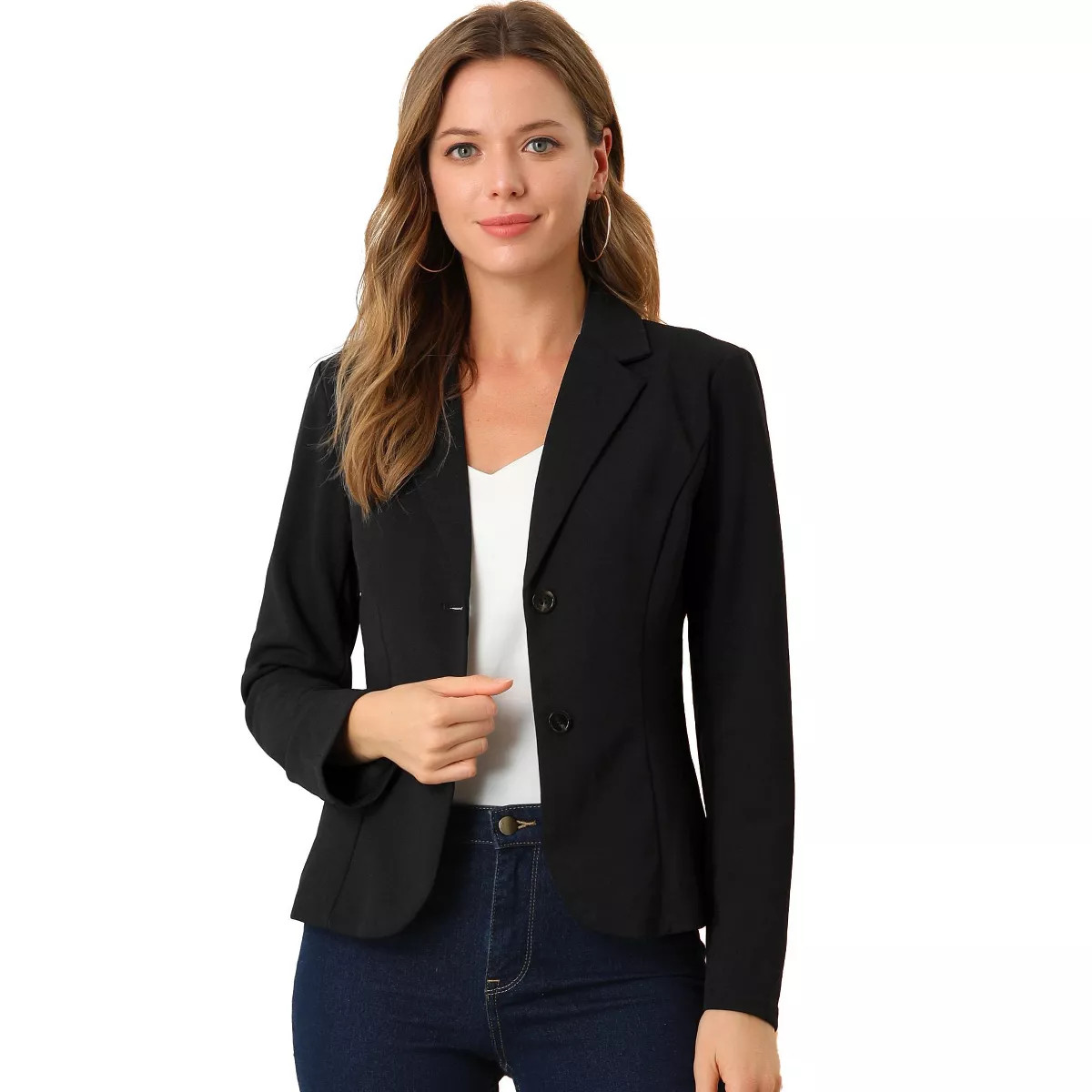 Allegra K Women's Elegant Work Office Lapel Collar Button Down Regular Fit Suit Blazer | Target