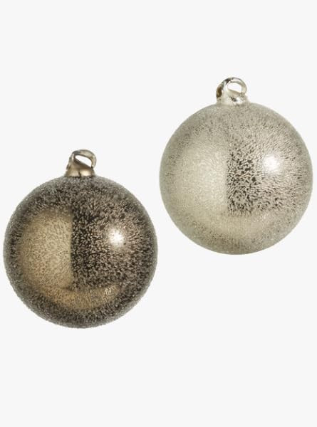 The Refined Dwelling 4" Grey Textured Ball Ornament, Set of 2 | Amazon (US)