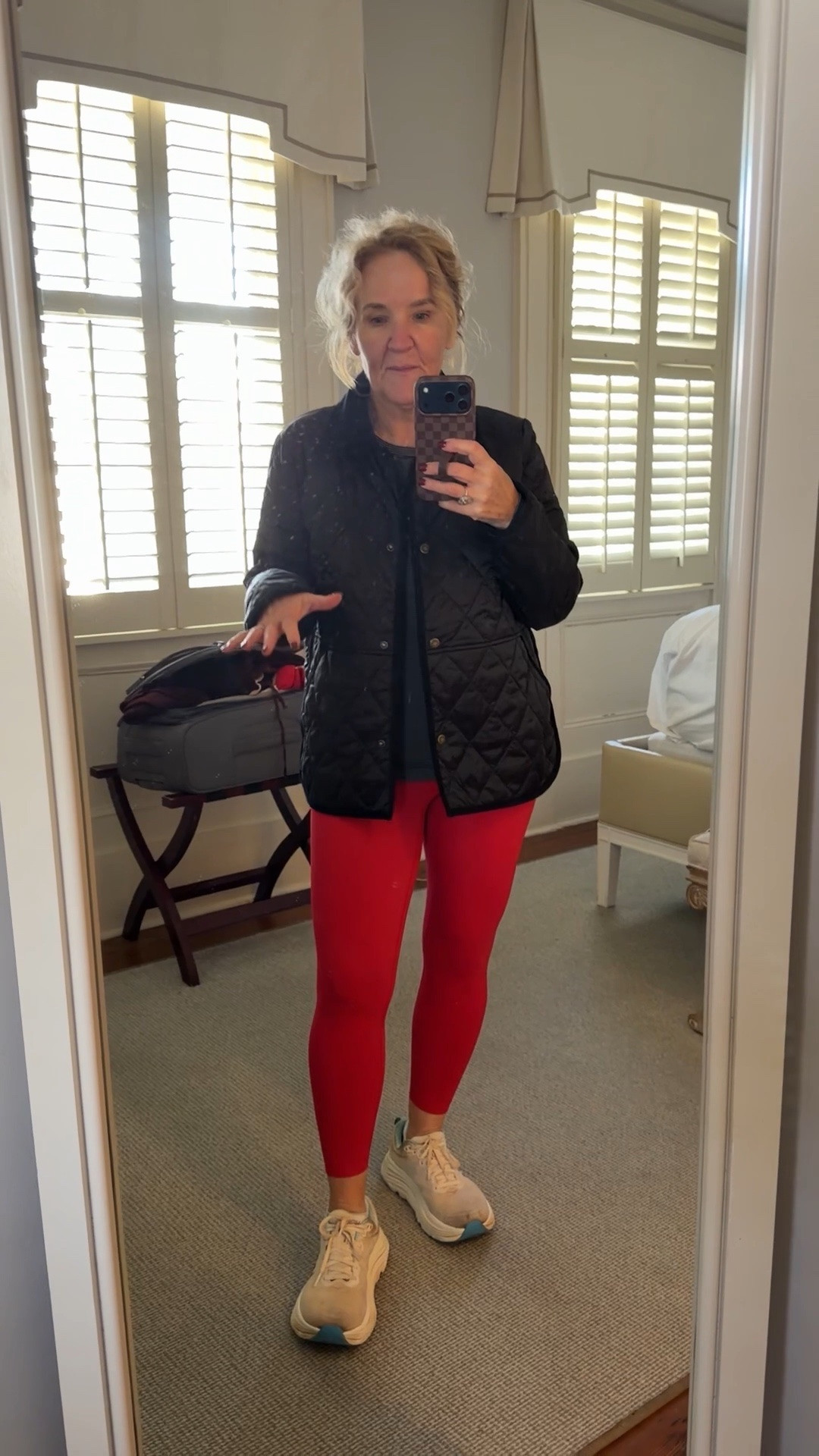 Favorite way to site see is running or on a bike! Did both in Charleston. 
Spanx leggings medium 
Athleta top size XLfor a loose fit 
Linking a few similar quilted jackets. This one is Barbour and I love it. Wearing a US 10/UK 14
Found my new hokas in blush pink!!

#LTKActive #LTKOver40 #LTKTravel