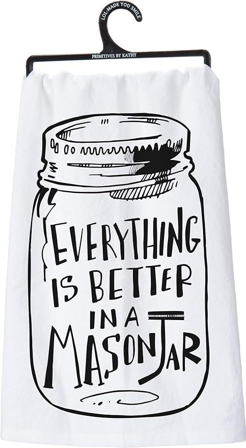 Primitives by Kathy LOL Made You Smile Dish Towel, 28" x 28", Everything is Better in a Mason Jar | Amazon (US)