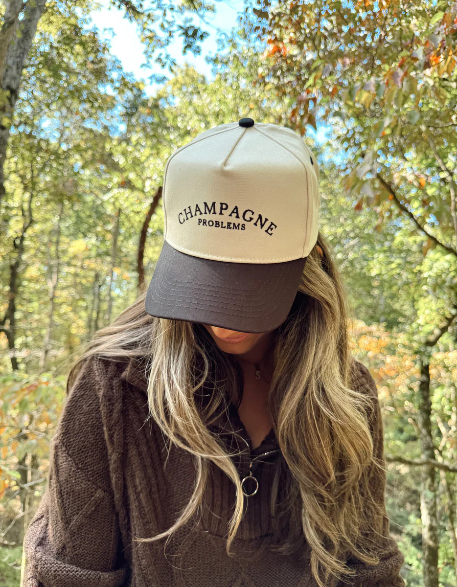 Champagne Problems Black Vintage Hat | KenzKustomz