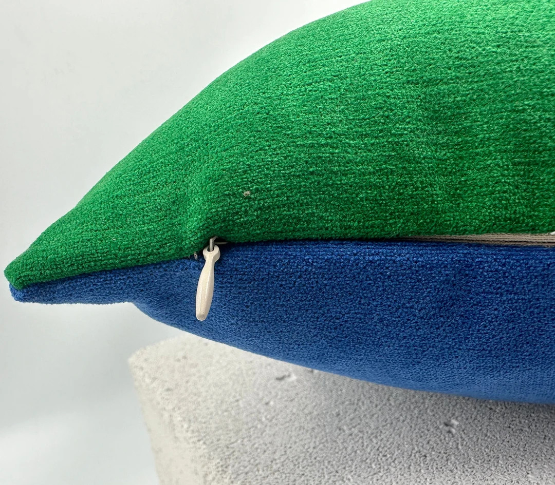 Cobalt Blue and Kelly Chenille Throw Pillow Cover, Green Decorative Pillow, Double-sided Design T... | Etsy (US)