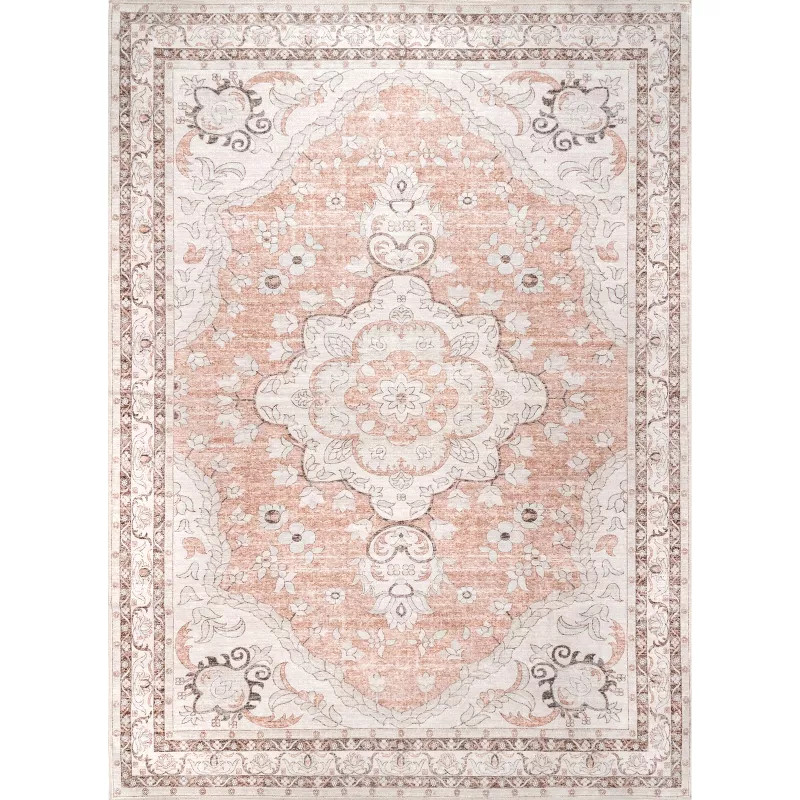nuLOOM Tracie Machine Washable Floral Medallion Area Rug | Target