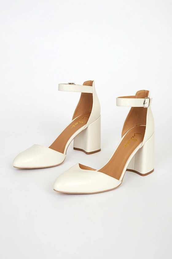 Ellarose Off White Ankle Strap Heels | Lulus (US)