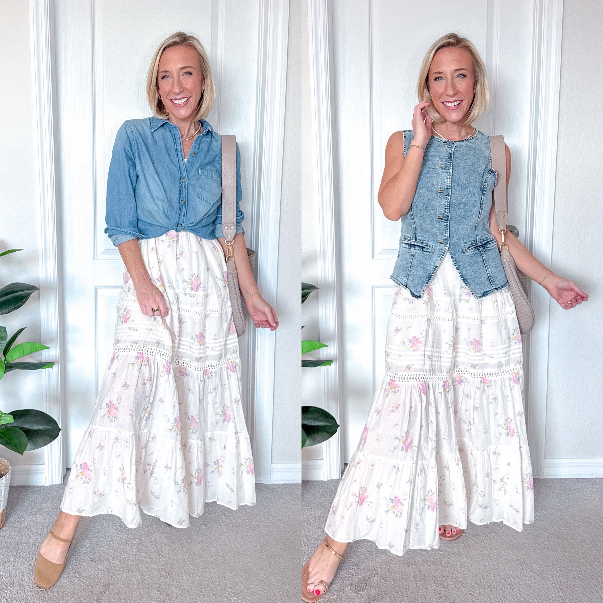 One Dress - 6 outfits: Floral Lace Maxi A-Line Dress - size XS. Vest - size small. Denim Button-Down - size small.

#LTKOver40#LTKSeasonal 

 