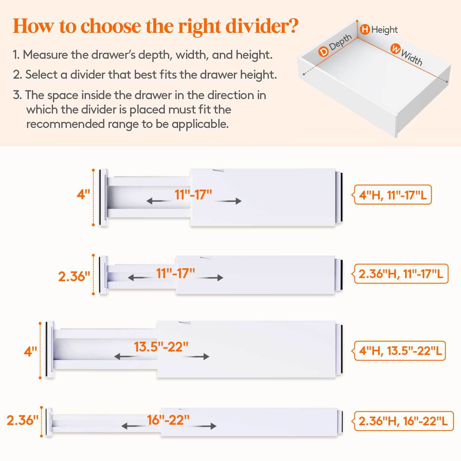 Lifewit 5 Pack 2.36" High Drawer Dividers 40-56cm/16-22 Adjustable Drawer Organizer for Clothes/U... | Amazon (US)