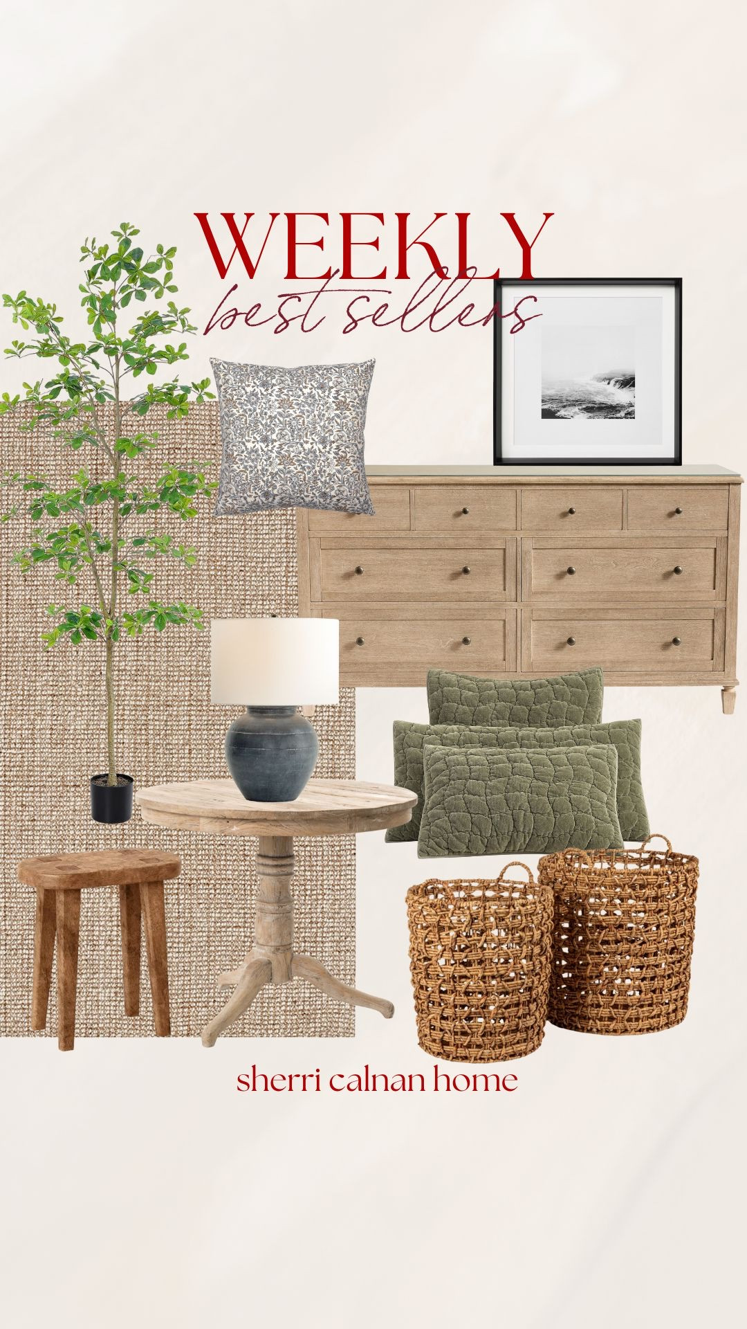 Weekly home best sellers! Pottery barn dresser, viral pottery barn dresser, coastal home decor finds, pottery barn jute rug, target wooden stool, faux indoor tree, pottery barn table lamp, target wall art, sherricalnanhome

#LTKFindsUnder50 #LTKHome #LTKFindsUnder100
