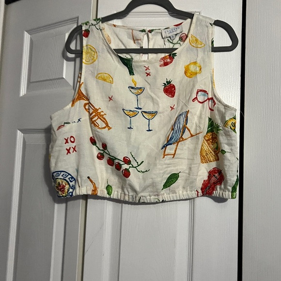 Calypso St. Barth White Tank Top with Colorful Print | Poshmark