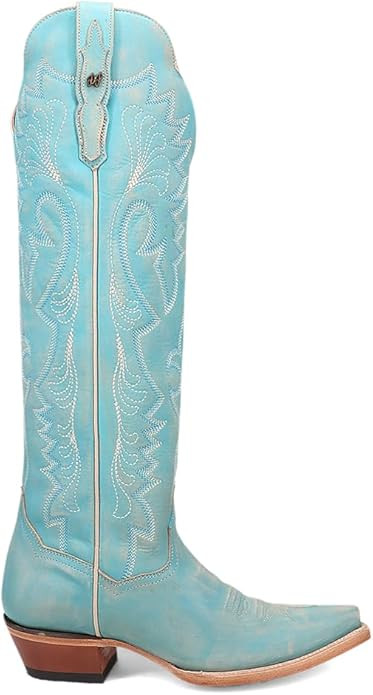 Dan Post Boots Womens Celeste Embroidered Snip Toe Casual Boots Over the Knee Low Heel 1-2" - Blu... | Amazon (US)