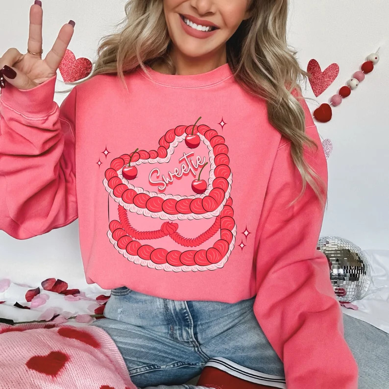 Valentine Sweetie Heart Cake Sweatshirt, Valentines Shirts for Women, Valentines Day Gift, Valent... | Etsy (US)
