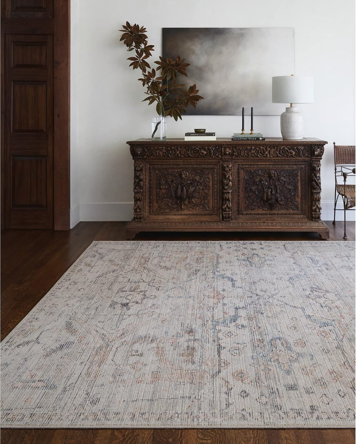 Livabliss x Becki Owens Marlene Vintage Medallion Area Rug, 5'3" x 7', Light Blue | Amazon (US)