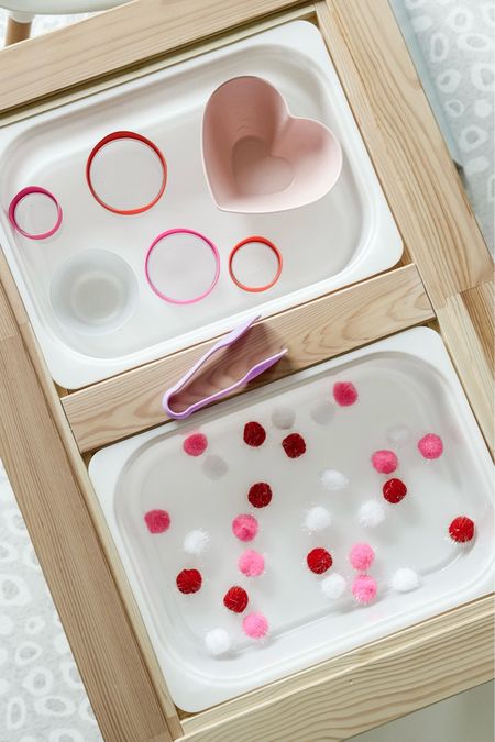 A little #ValentinesDay fine motor skill activity for our #LTKtoddler — some festive colored pom poms, sorting cups and a seasonal bowl! ❌⭕️🩷♥️🎀

#LTKkids #LTKSeasonal