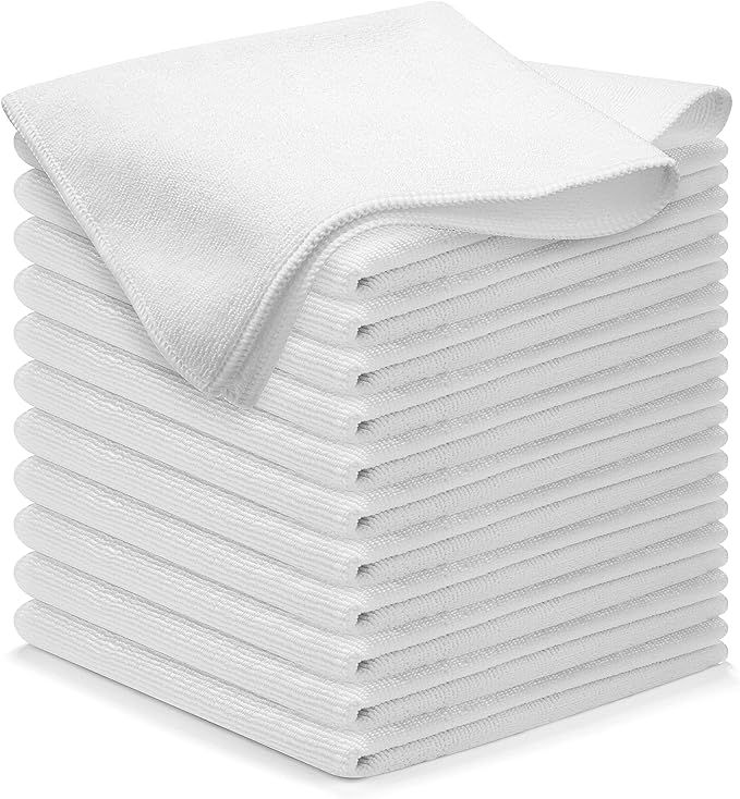 USANOOKS Microfiber Cleaning Cloth - White - 12Pcs(16x16 inch) High Performance - 1200 Washes, Ul... | Amazon (US)
