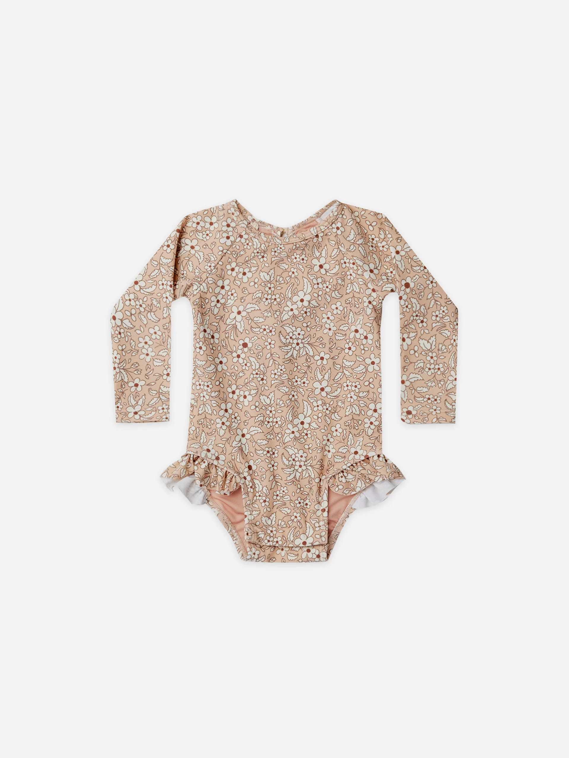 one piece girls rashguard | apricot floral | Quincy Mae
