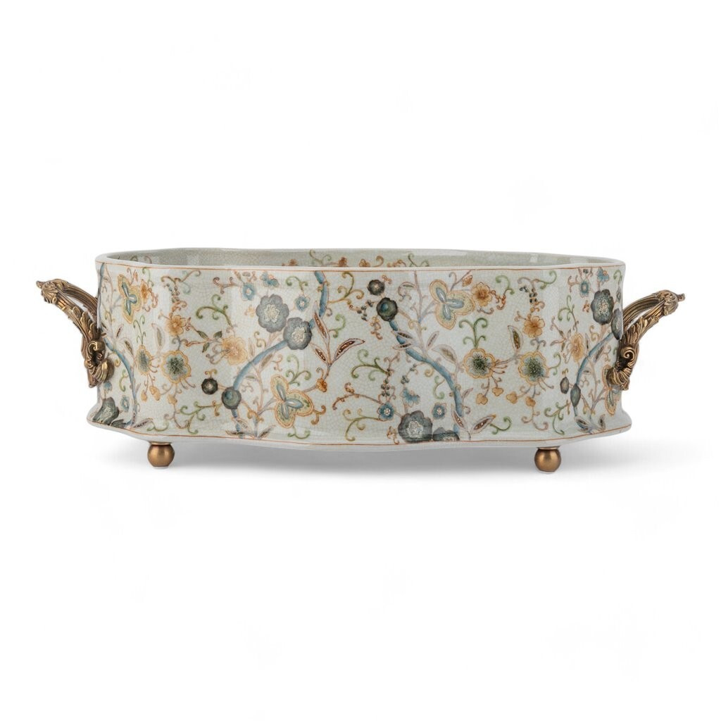 TWINE GARDEN floral PORCELAIN PLANTER jardiniere W/ BRONZE ORMOLU MOUNTS | eBay US