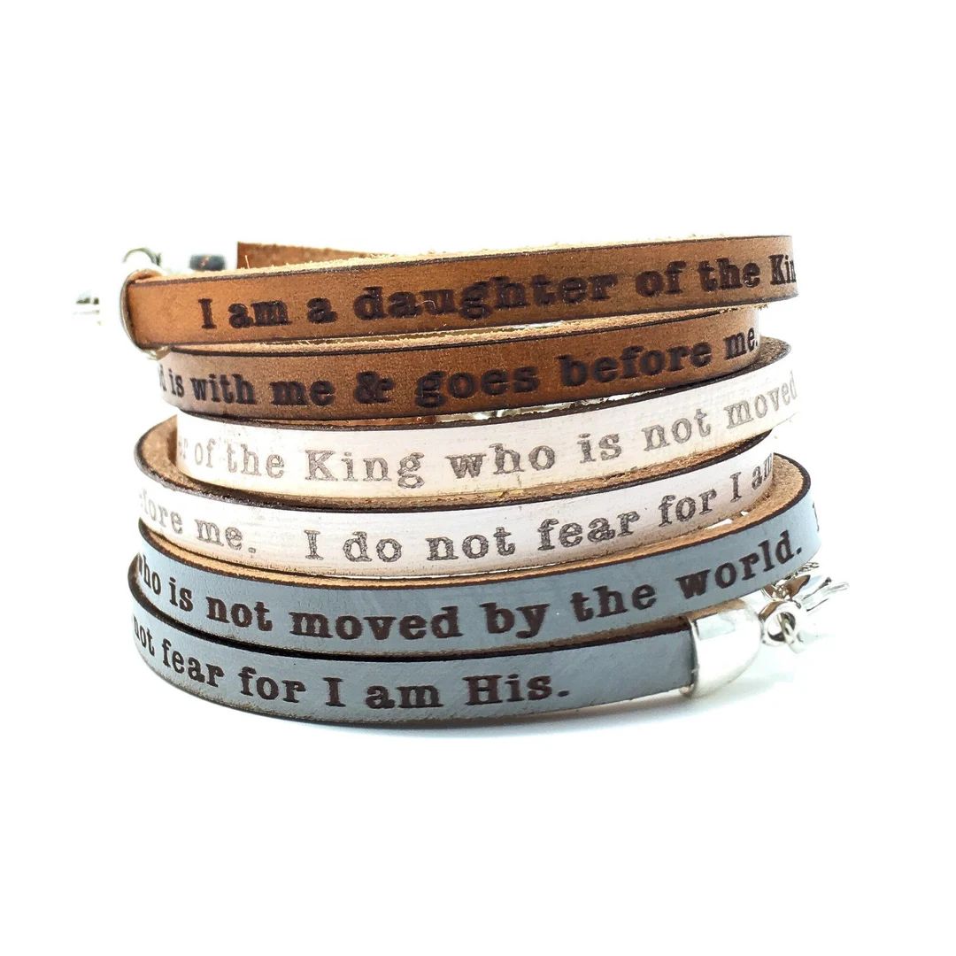 I Am a Daughter of the King... Present for Friend, Teen, Daughter, Wife, Mom. Leather Wrap Bracel... | Etsy (US)
