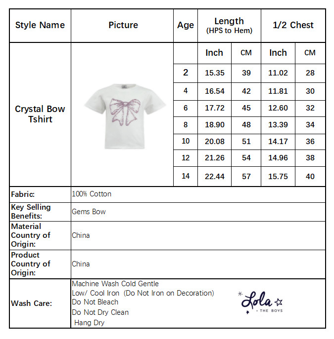 Crystal Bow Tshirt | Lola + The Boys