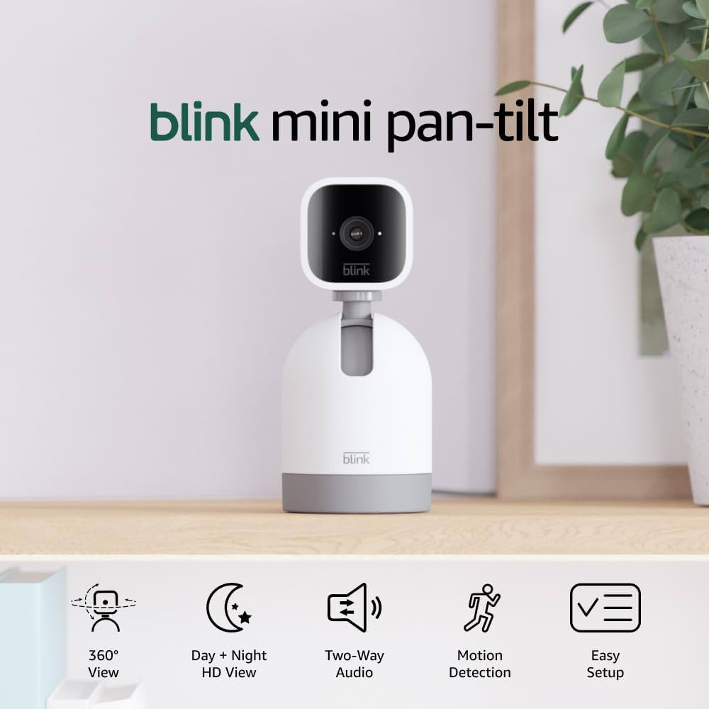 Blink Mini Pan-Tilt Camera (newest model), Rotating indoor plug-in smart security camera, two-way... | Amazon (US)