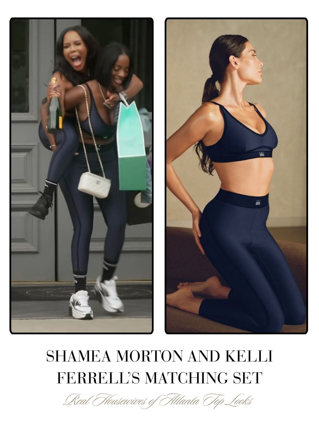 Shamea Morton and Kelli Ferrell's Matching Navy Blue Alo Workout Set 

 
