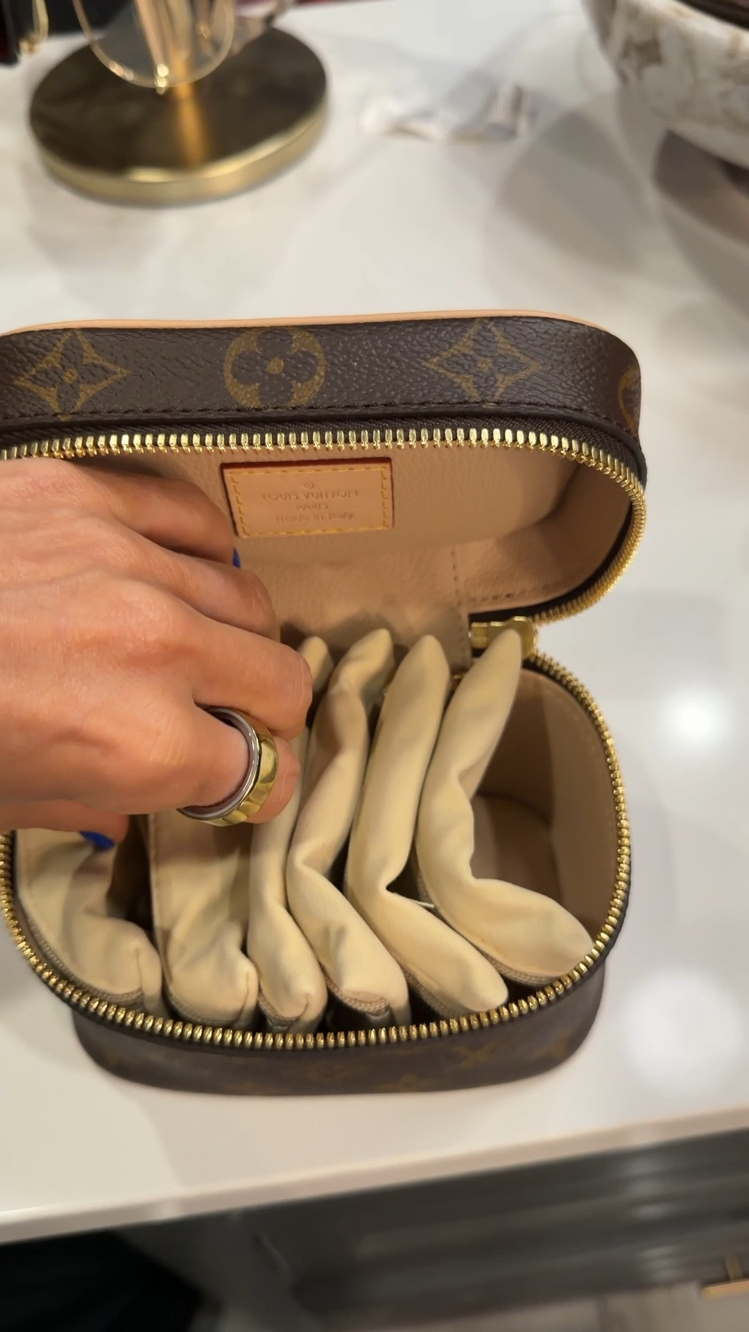 How I use my little vanity bag for travel! @Fashionphile #fashionphilepartner #fashionphilefinds